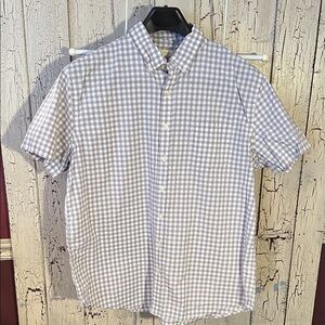 Men's SONOMA GREY &White button down Checkered Short Sleeve Shirt Size xl